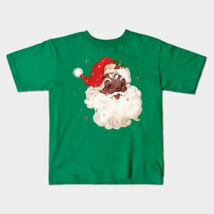 Retro Black Santa Claus Mid Century Modern Cute Santa Claus Kids T-Shirt